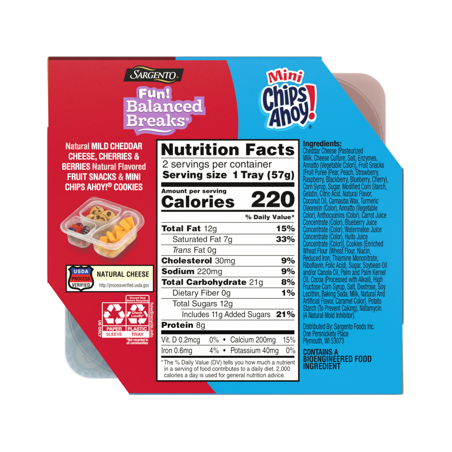 slide 3 of 8, Sargento Fun! Balanced Breaks Natural Mild Cheddar Cheese, Cherries & Berries Natural Flavored Fruit Snacks & Mini CHIPS AHOY! Cookies, 2-Pack, 2 ct