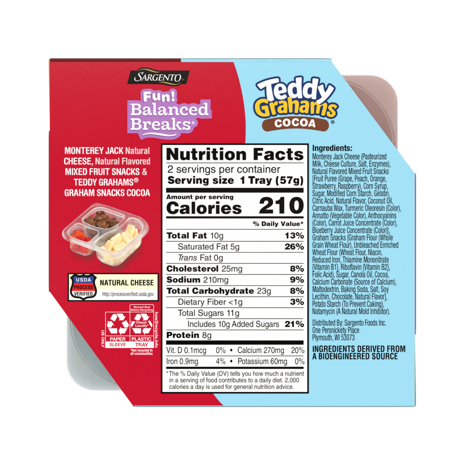 slide 3 of 8, Sargento Fun! Balanced Breaks Monterey Jack Natural Cheese, Natural Flavored Mixed Fruit Snacks & TEDDY GRAHAMS Graham Snacks Cocoa, 2 pack, 2 ct