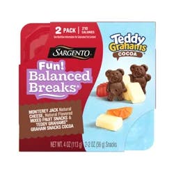 Sargento Fun! Balanced Breaks Monterey Jack Natural Cheese, Natural Flavored Mixed Fruit Snacks & TEDDY GRAHAMS Graham Snacks Cocoa, 2 pack