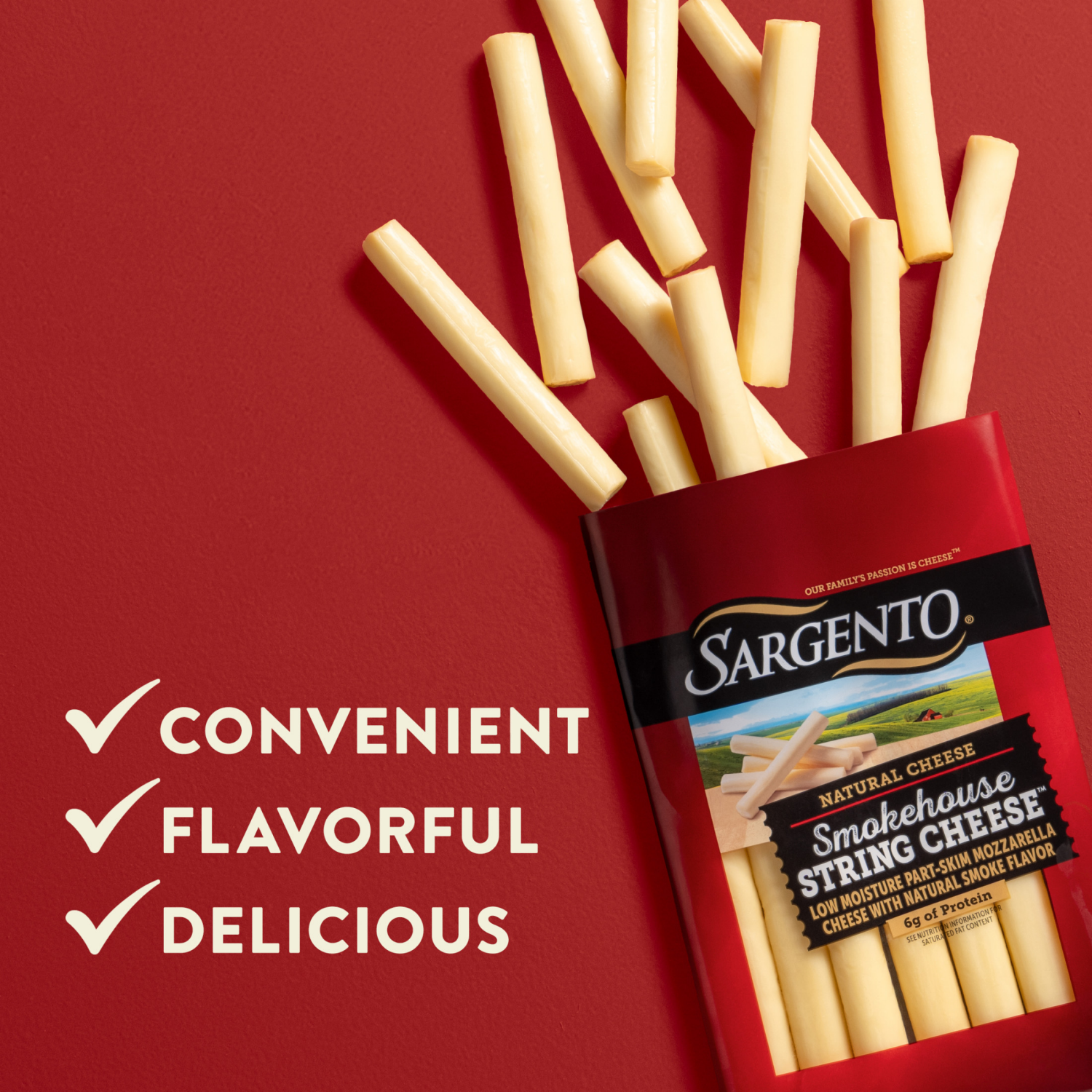 slide 7 of 8, Sargento Smokehouse String Cheese™ Natural Cheese Snacks, 12-Pack, 12 ct