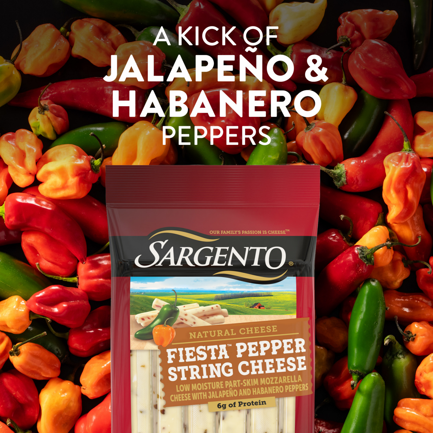 slide 2 of 8, Sargento Fiesta™ Pepper String Cheese Natural Cheese Snacks, 12-pack, 12 ct