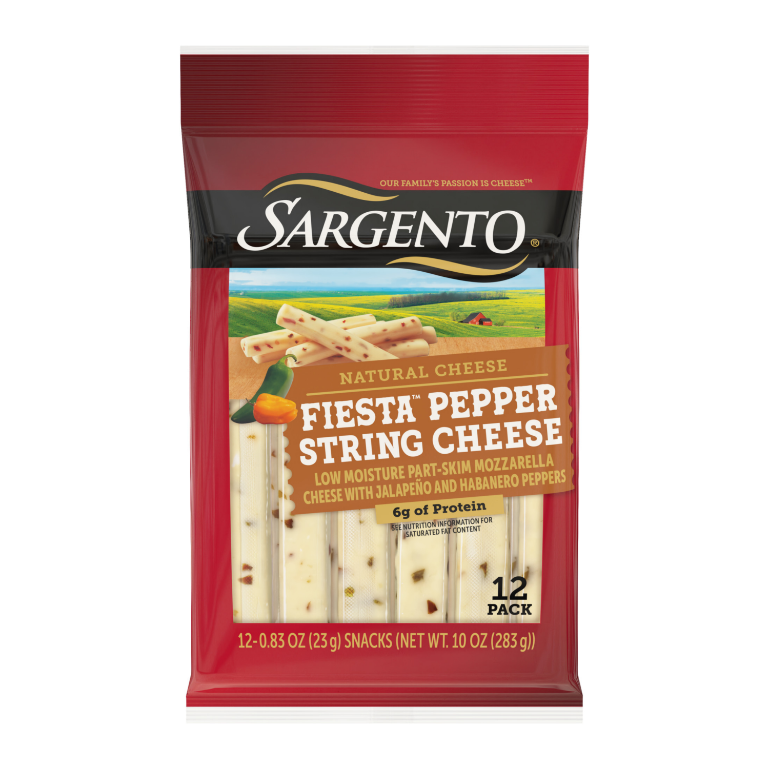 slide 1 of 8, Sargento Fiesta™ Pepper String Cheese Natural Cheese Snacks, 12-pack, 12 ct