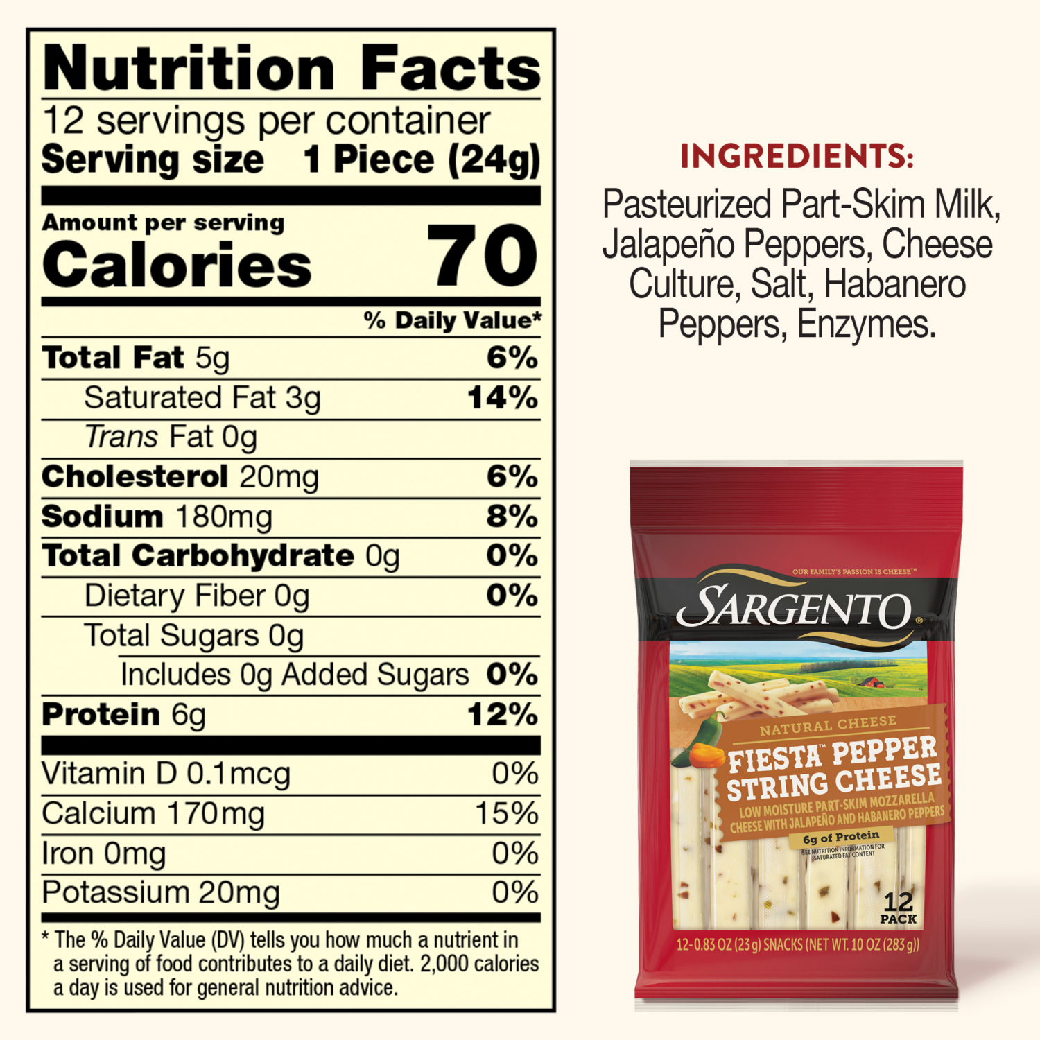 slide 8 of 8, Sargento Fiesta™ Pepper String Cheese Natural Cheese Snacks, 12-pack, 12 ct