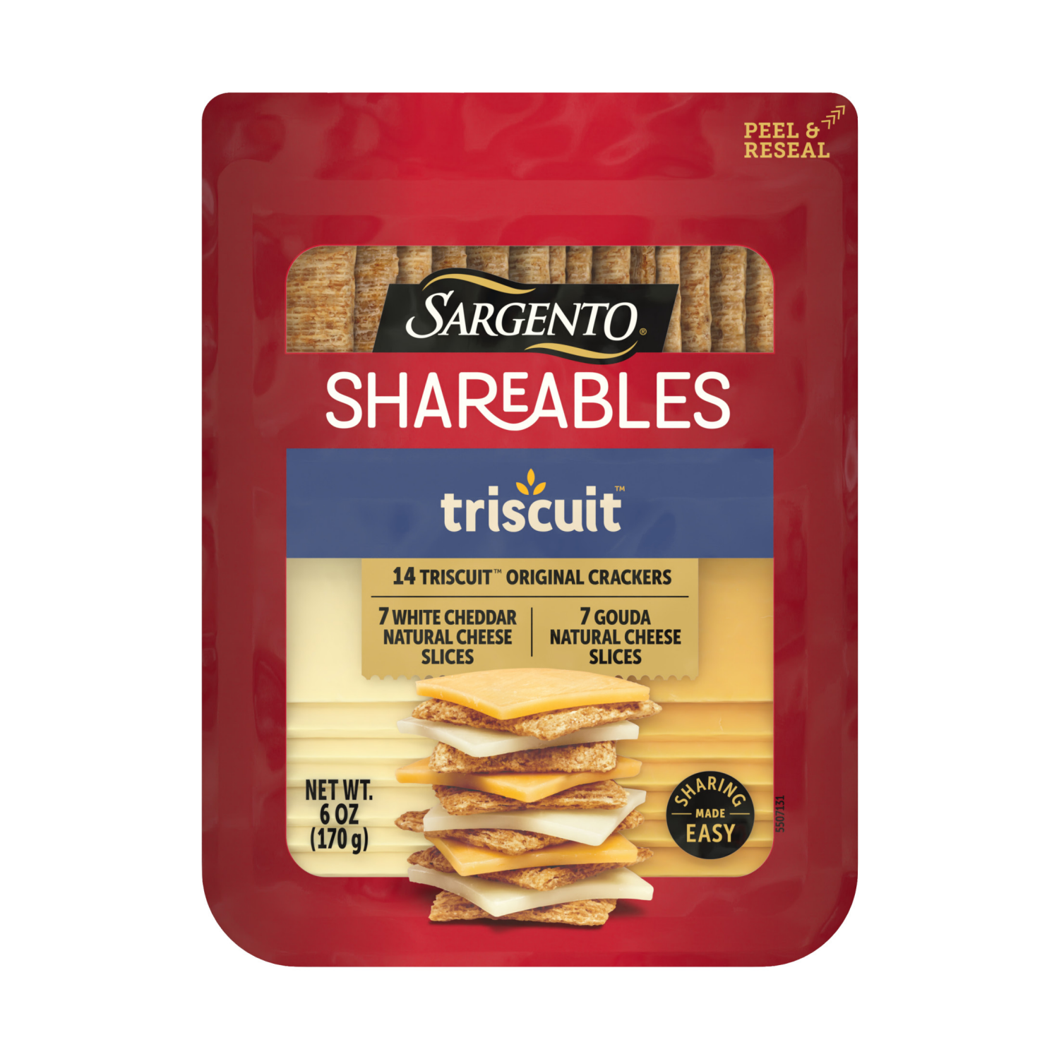 slide 1 of 5, Sargento Shareables White Cheddar/gouda Slices With Triscuit Crackers, 6 Oz - 6 OZ, 6 oz