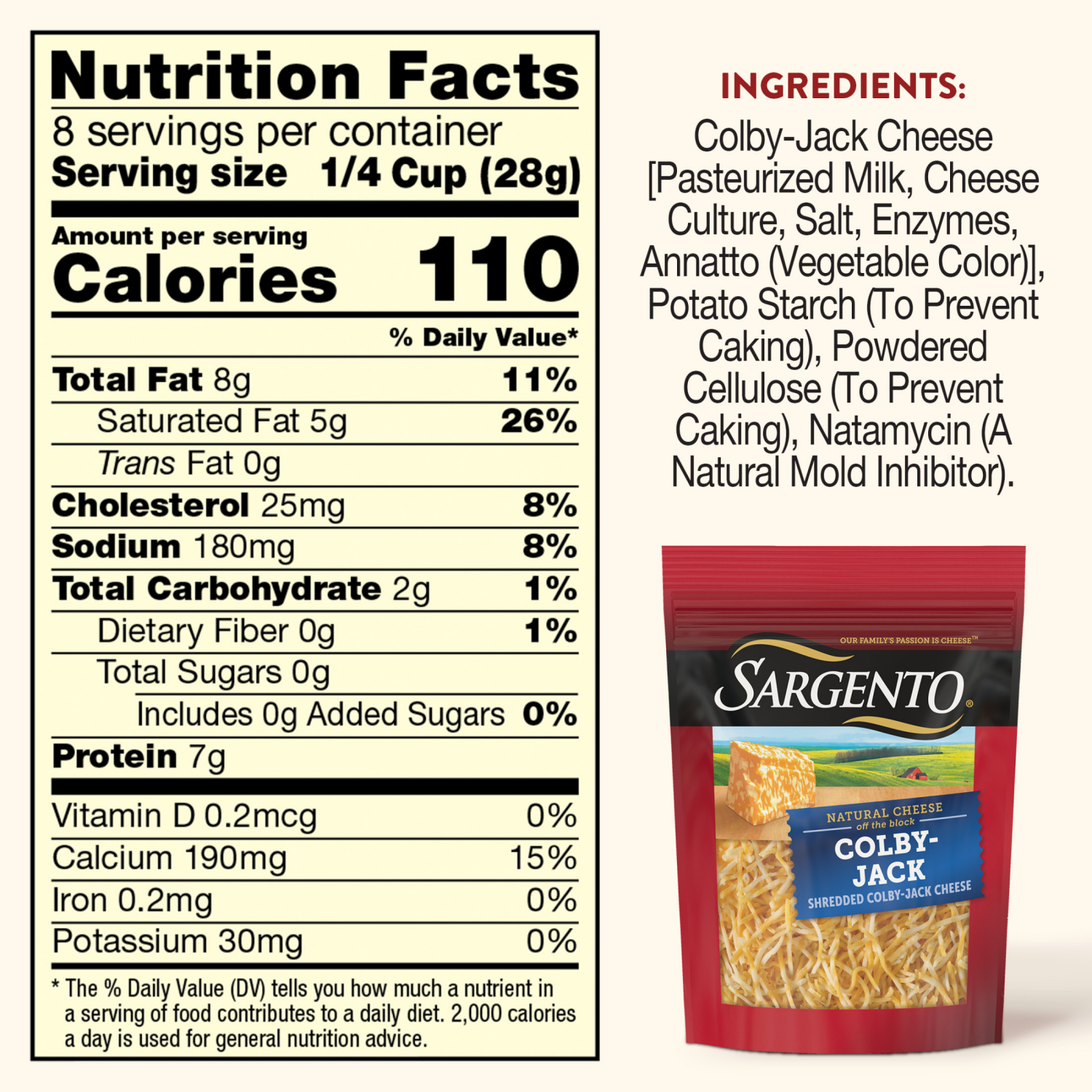 slide 8 of 8, Sargento Shredded Colby-Jack Natural Cheese, Fine Cut, 8 oz., 8 oz