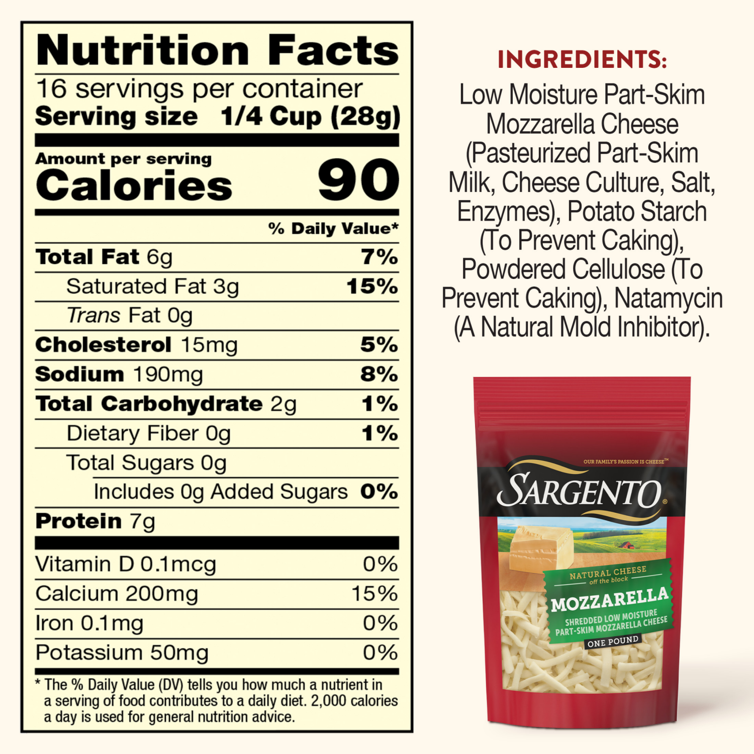 slide 8 of 8, Sargento Shredded Mozzarella Natural Cheese, Traditional Cut, 16 oz., 16 oz