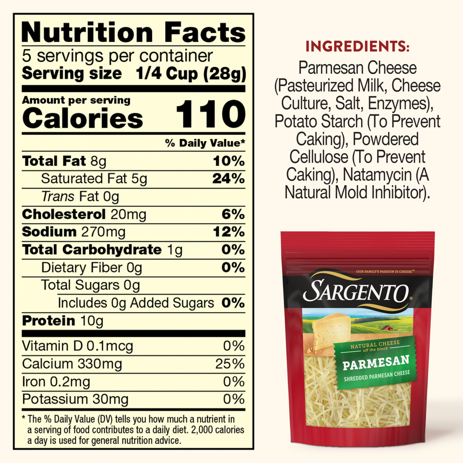 slide 8 of 8, Sargento Off the Block Fine Cut Parmesan Shredded Cheese 5 oz, 5 oz