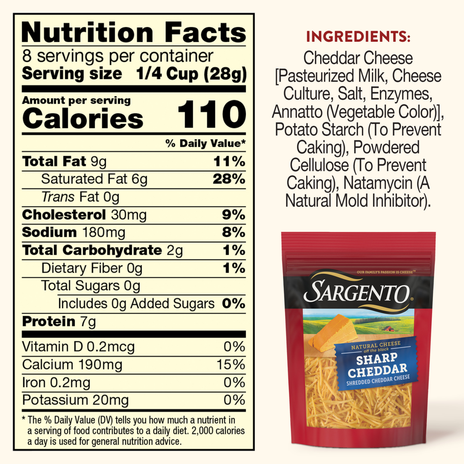 slide 8 of 8, Sargento Shredded Sharp Natural Cheddar Cheese, 8 oz., 8 oz