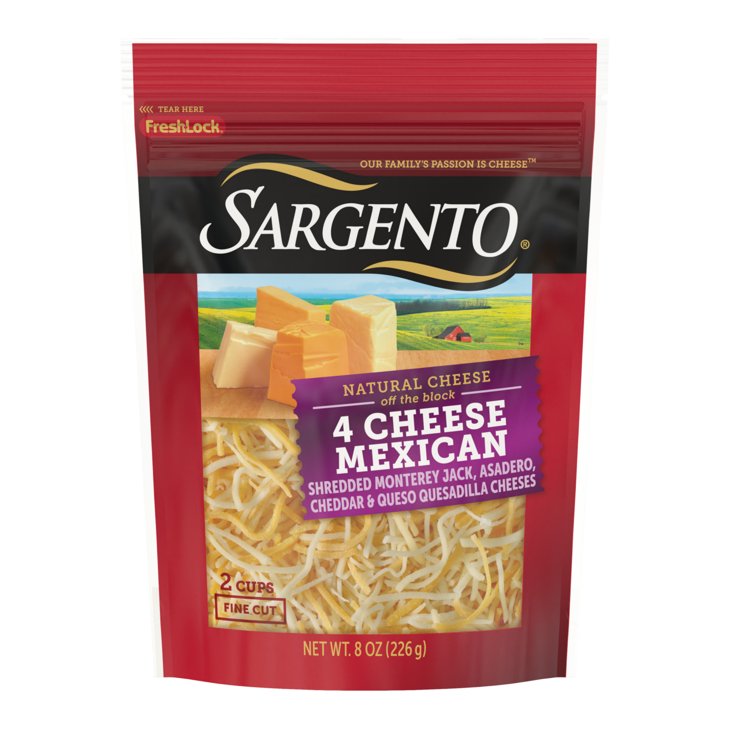 slide 1 of 8, Sargento Shredded 4 Cheese Mexican Natural Cheese, Fine Cut, 8 oz., 8 oz