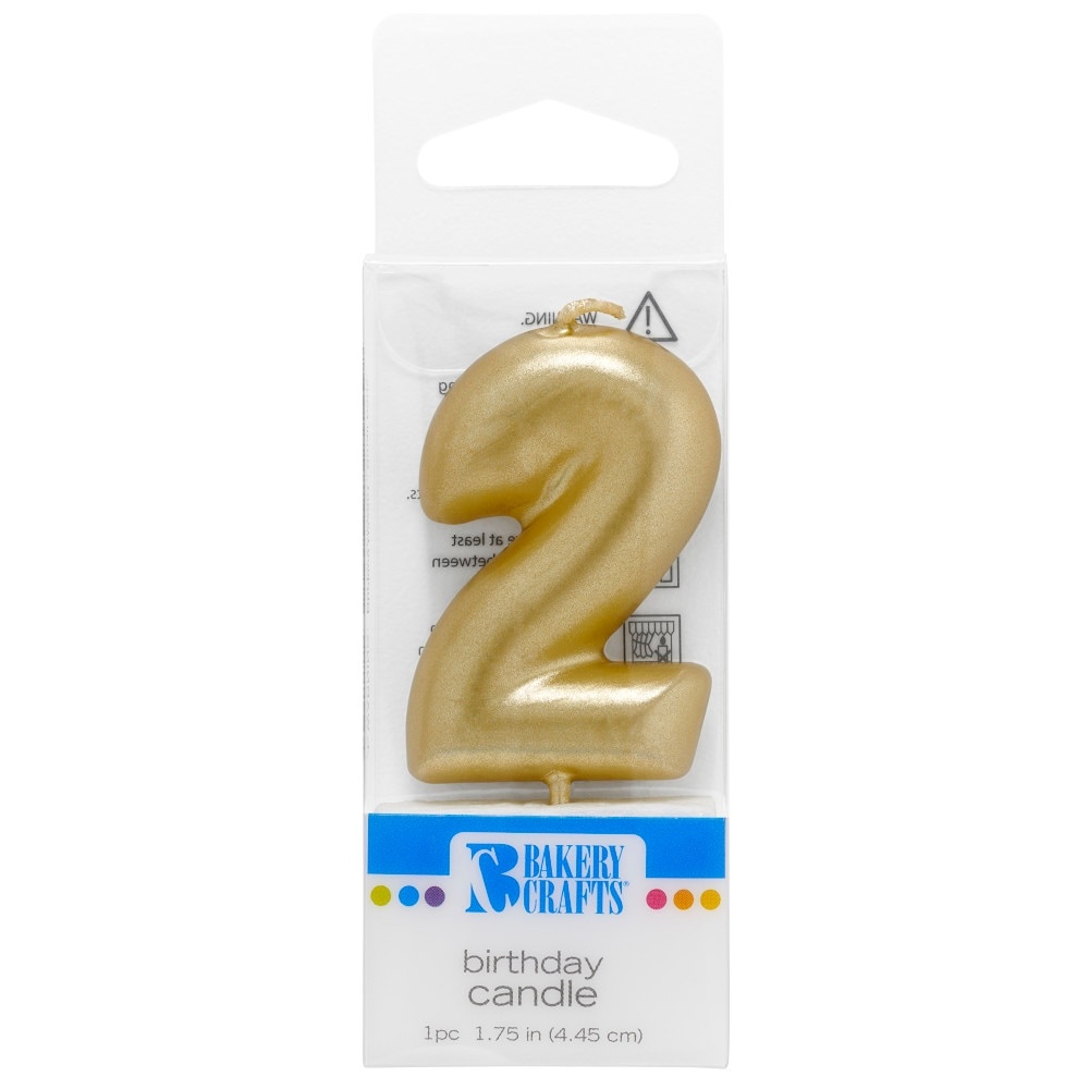 slide 1 of 1, Bakery Crafts Gold Numeral Two Birthday Candle, 1 ct