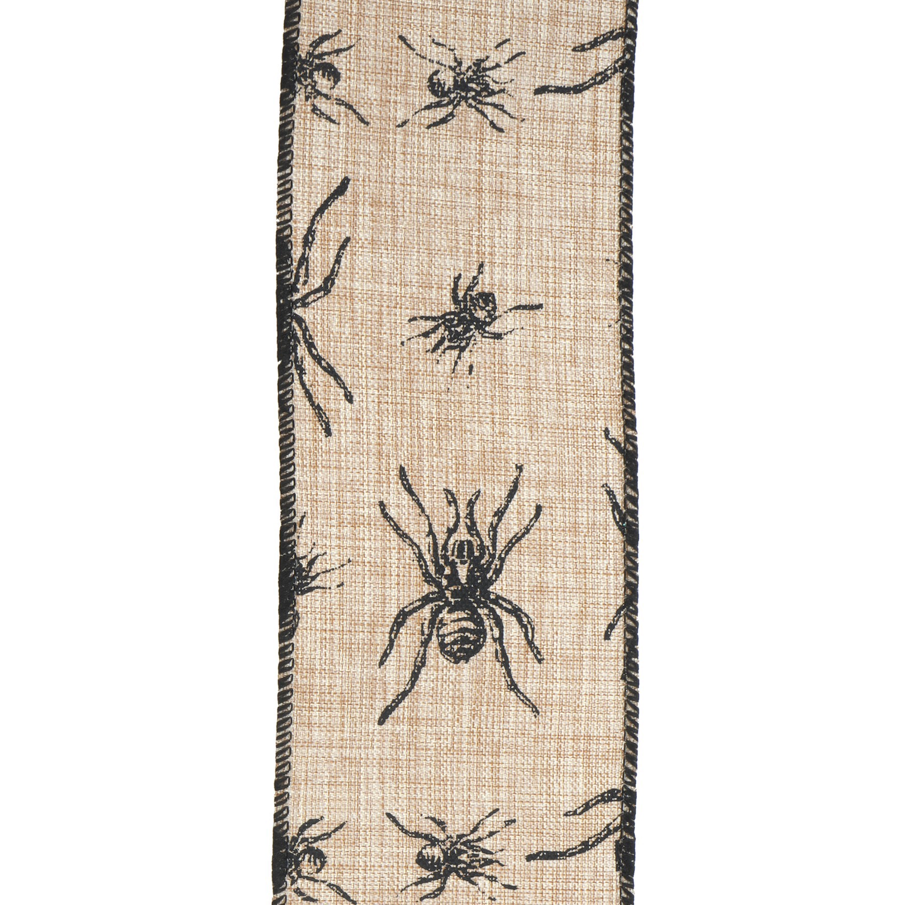 slide 2 of 3, 2.5" X 20ft. Spider Wired Faux Linen Ribbon By Celebrate It Halloween, 2.5 in x 6.6 yd