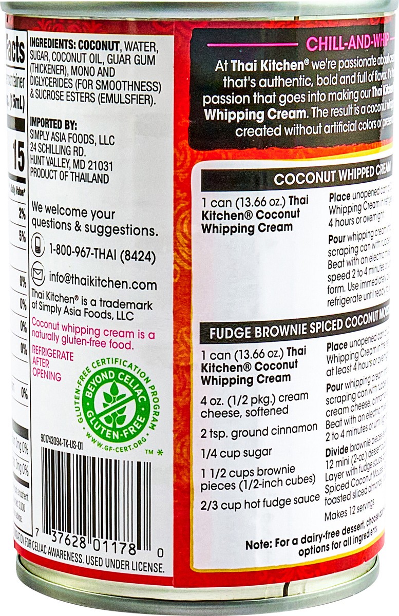 slide 7 of 13, Thai Kitchen Sweetened Coconut Whipping Cream, 13.660 fl oz, 13.66 fl oz
