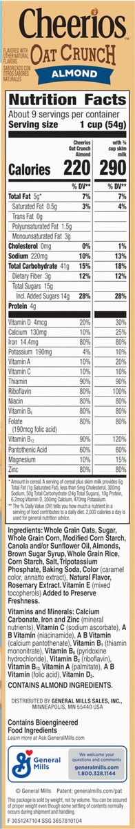slide 12 of 12, Cheerios Oat Crunch Almond Oat Breakfast Cereal, Large Size, 18.2 oz, 18.2 oz