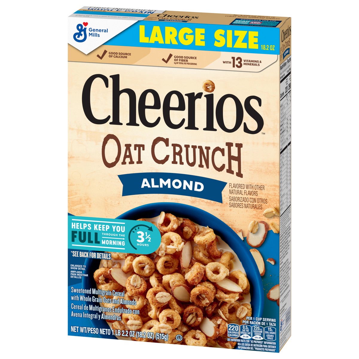 slide 9 of 12, Cheerios Oat Crunch Almond Oat Breakfast Cereal, Large Size, 18.2 oz, 18.2 oz