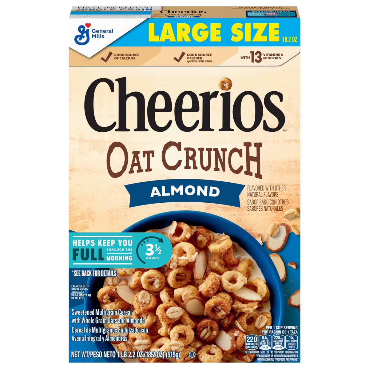 slide 1 of 12, Cheerios Oat Crunch Almond Oat Breakfast Cereal, Large Size, 18.2 oz, 18.2 oz