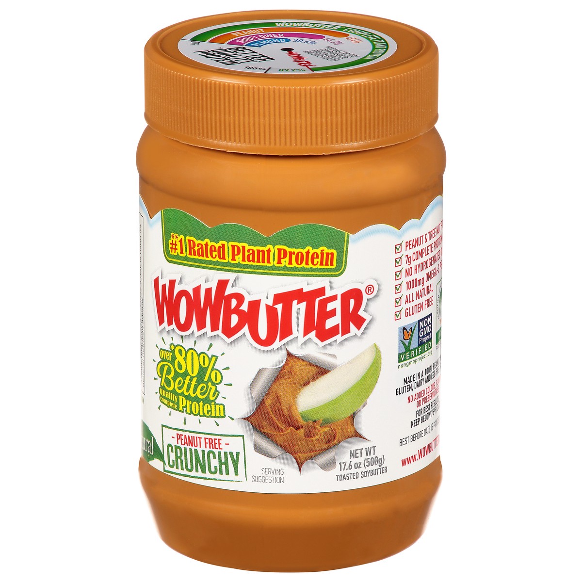 slide 3 of 9, WOWBUTTER Peanut Free Crunchy Toasted Soybutter 17.6 oz, 17.6 oz