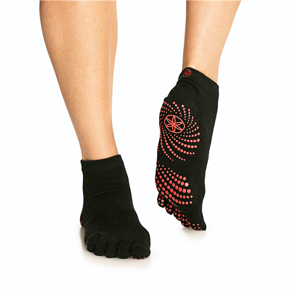 slide 1 of 1, Gaiam Grippy Yoga Socks, Black/Pink, Medium/Large, 1 ct