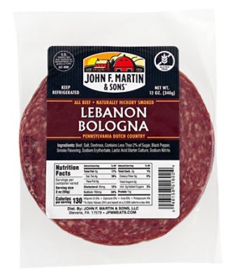 slide 1 of 1, John F Martin Sliced Lebanon Bologna 12oz - 12 Oz, 12 oz