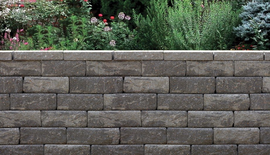 slide 3 of 4, 4-in H x 11.7-in L x 7-in D Grey/Char Concrete Retaining wall block, 1 ct