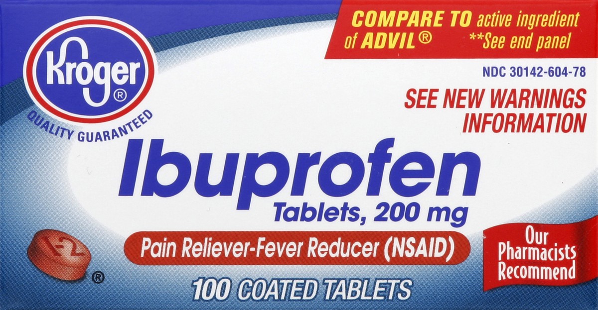 slide 3 of 5, Kroger Ibuprofen Pain Reliever Coated 200Mg Tablets, 100 ct