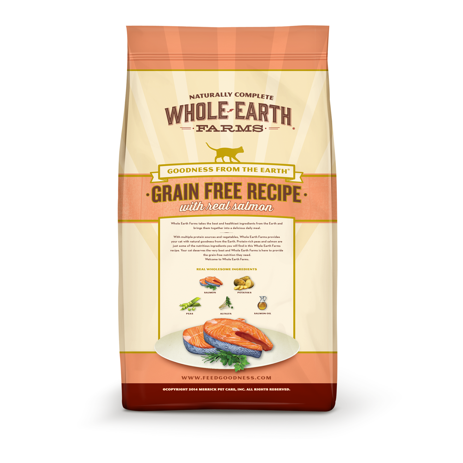 slide 2 of 2, Whole Earth Farms Grain Free Recipe with Real Salmon Dry Cat Food - 5 lb Bag, 5 lb