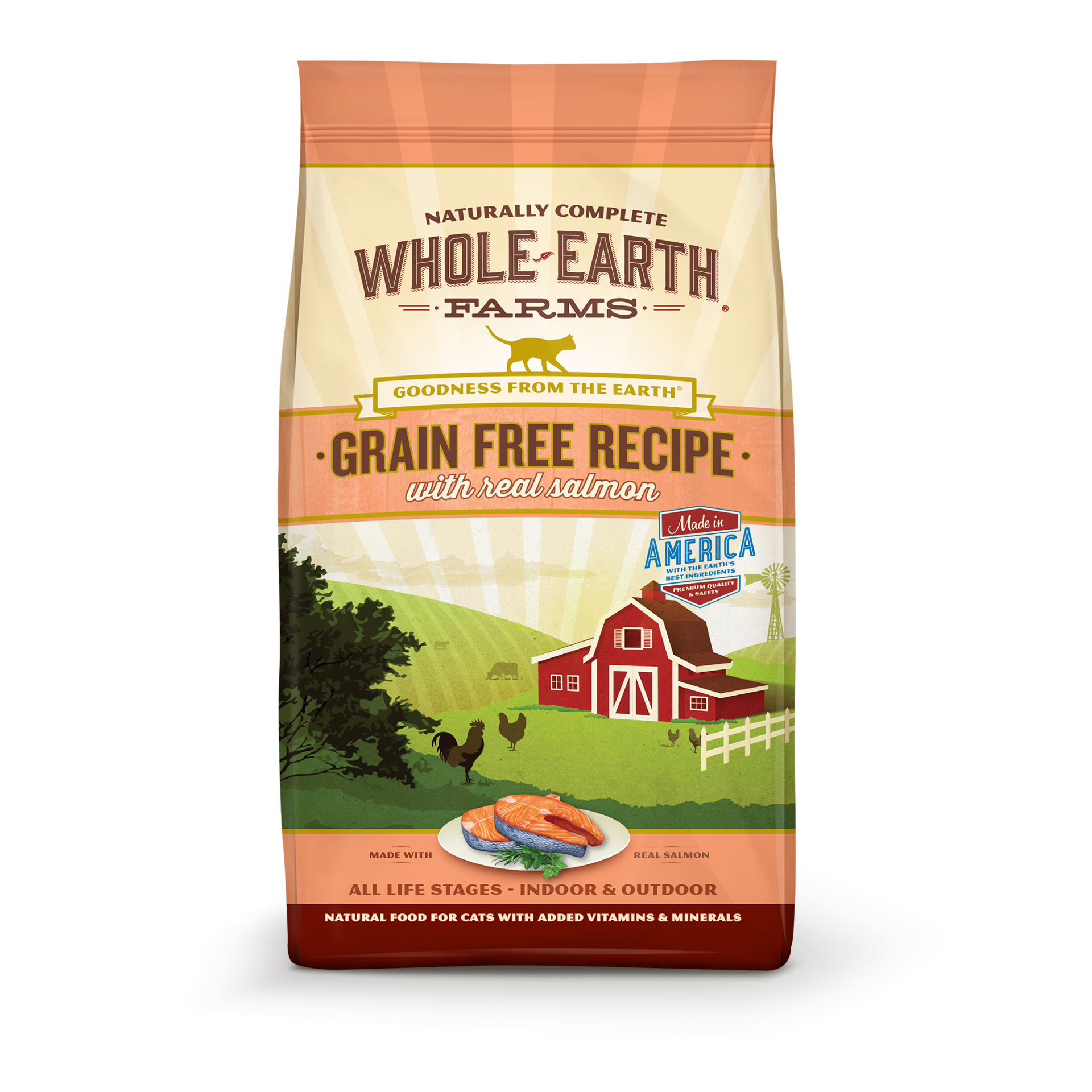 slide 1 of 2, Whole Earth Farms Grain Free Recipe with Real Salmon Dry Cat Food - 5 lb Bag, 5 lb