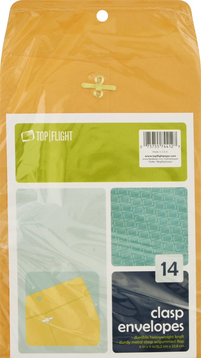 slide 9 of 11, Top Flight Clasp Envelopes 14 ea, 14 ct