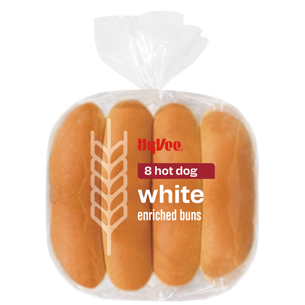 slide 1 of 1, Hy-Vee Hot Dog Buns 8 Count, 8 ct; 12 oz