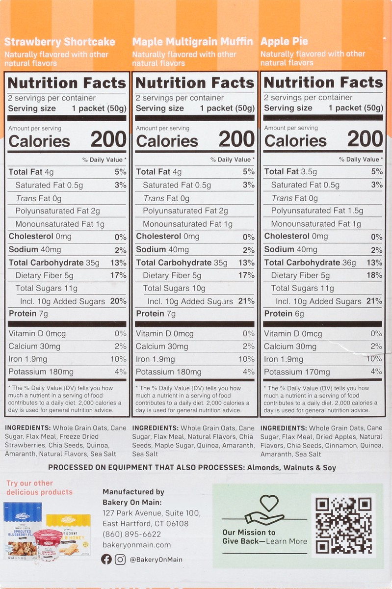 slide 12 of 13, Bakery on Main Superfood Variety Pack Strawberry, Maple & Apple Flavors Instant Oatmeal 6 Ea, 6 ct