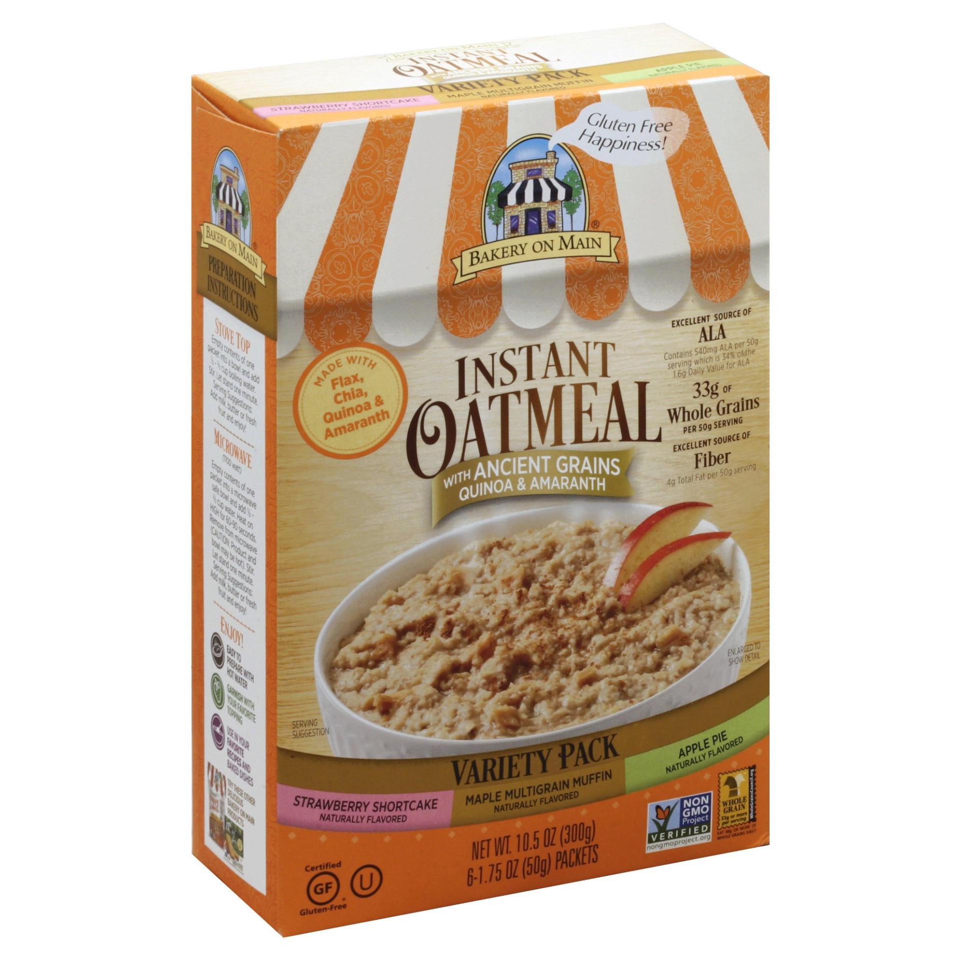 slide 1 of 13, Bakery on Main Superfood Variety Pack Strawberry, Maple & Apple Flavors Instant Oatmeal 6 Ea, 6 ct