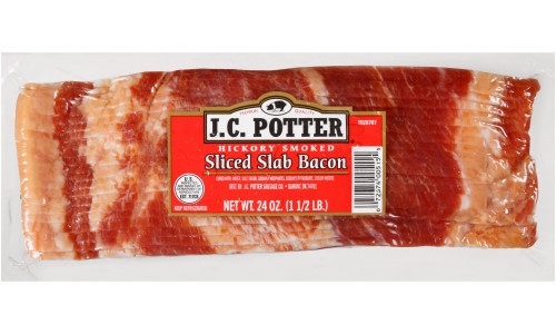 slide 1 of 1, J.C. Potter Hickory Smoked Sliced Slab Bacon, 1.5 lb