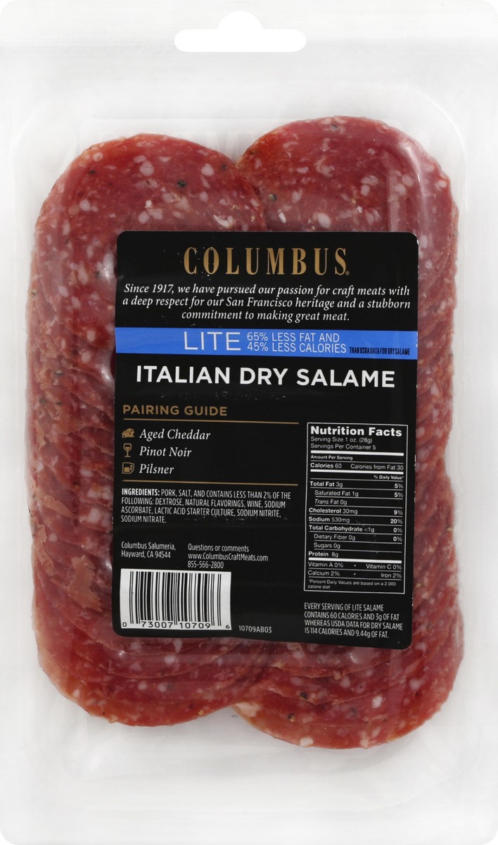 slide 7 of 8, Columbus Salame Lite Italian Dry, 5 oz