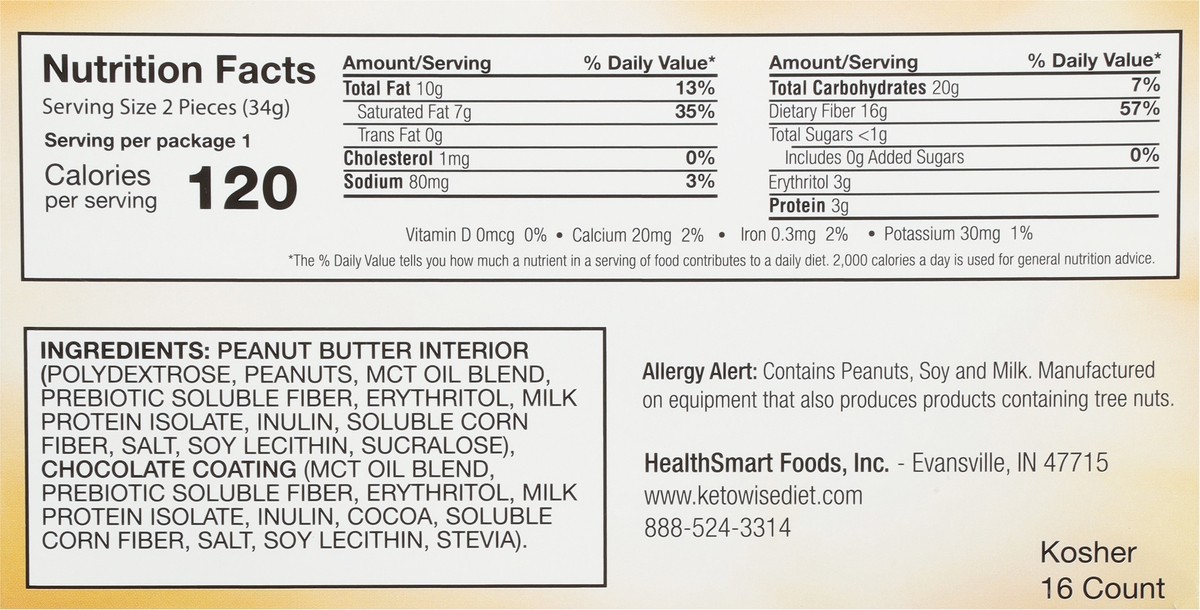 slide 11 of 13, Keto Wise Peanut Butter Cup Patties Fat Bombs 16 ea, 16 ct