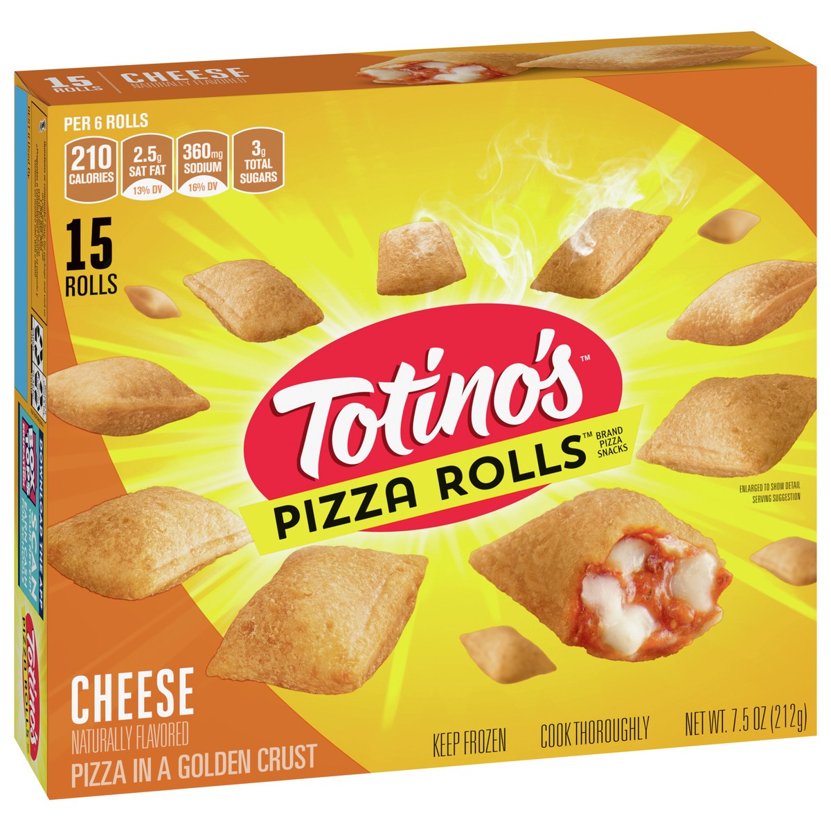 slide 3 of 9, Totino's Pizza Rolls, Cheese, 15 ct, 7.5 oz Bag (frozen), 15 ct