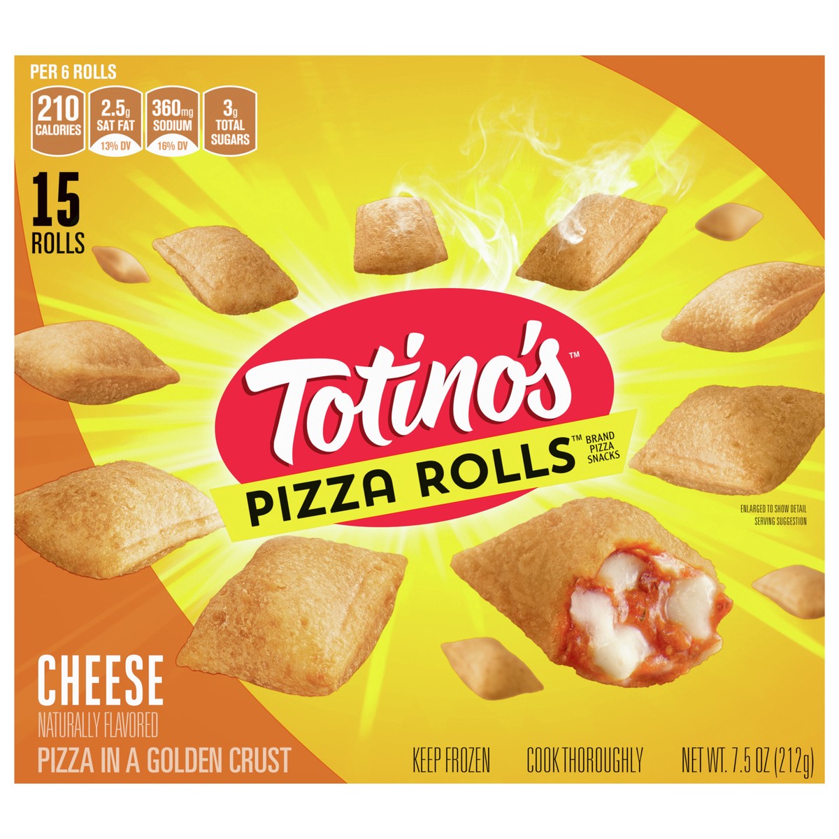 slide 1 of 9, Totino's Pizza Rolls, Cheese, 15 ct, 7.5 oz Bag (frozen), 15 ct