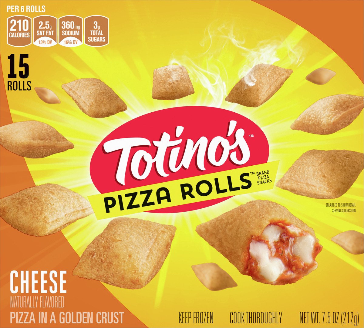 slide 2 of 9, Totino's Pizza Rolls, Cheese, 15 ct, 7.5 oz Bag (frozen), 15 ct