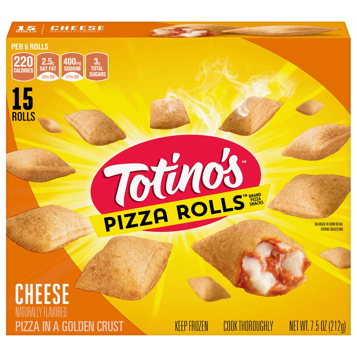 slide 1 of 1, Totino's Pizza Rolls, Cheese, 15 ct, 7.5 oz Bag (frozen), 7.5 oz