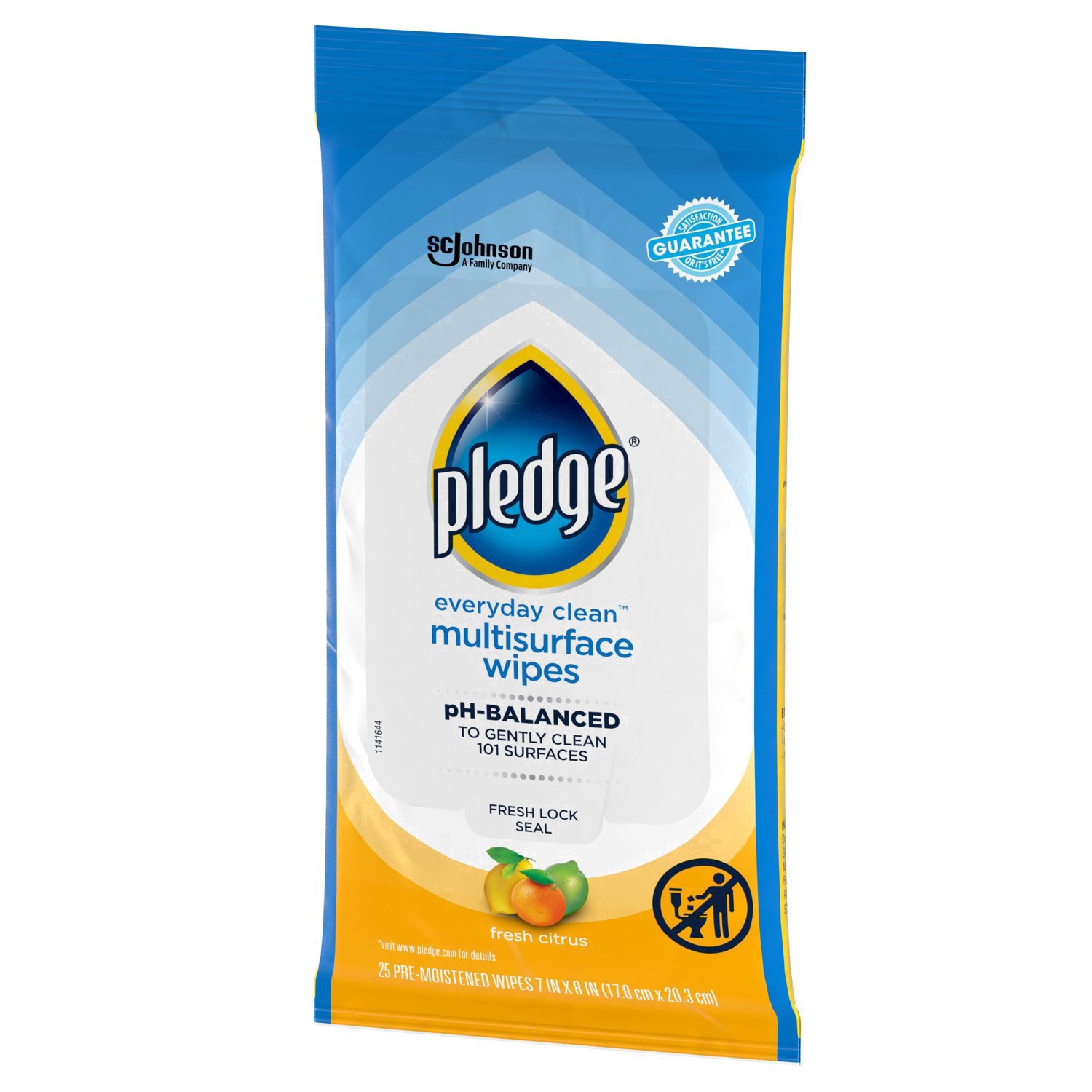 slide 17 of 101, Pledge Multisurface Cleaning Wipes, pH Balanced, Fresh Citrus, 25 Count, 25 ct