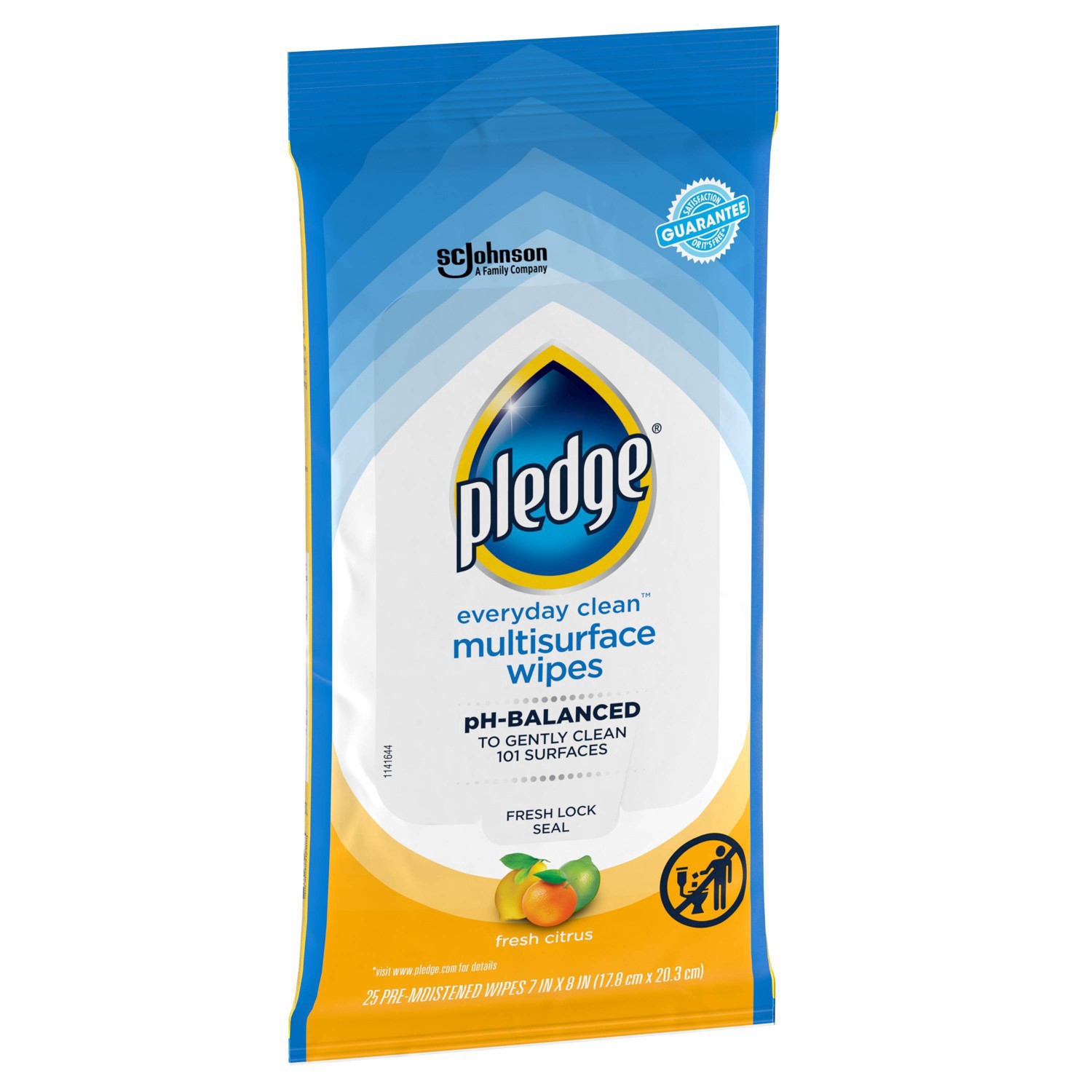 slide 76 of 101, Pledge Multisurface Cleaning Wipes, pH Balanced, Fresh Citrus, 25 Count, 25 ct