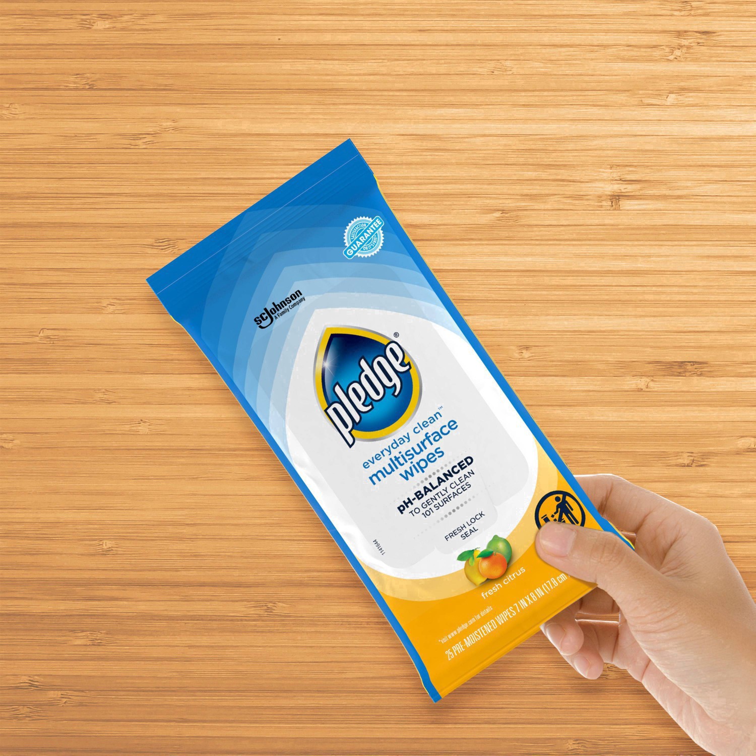 slide 31 of 101, Pledge Multisurface Cleaning Wipes, pH Balanced, Fresh Citrus, 25 Count, 25 ct