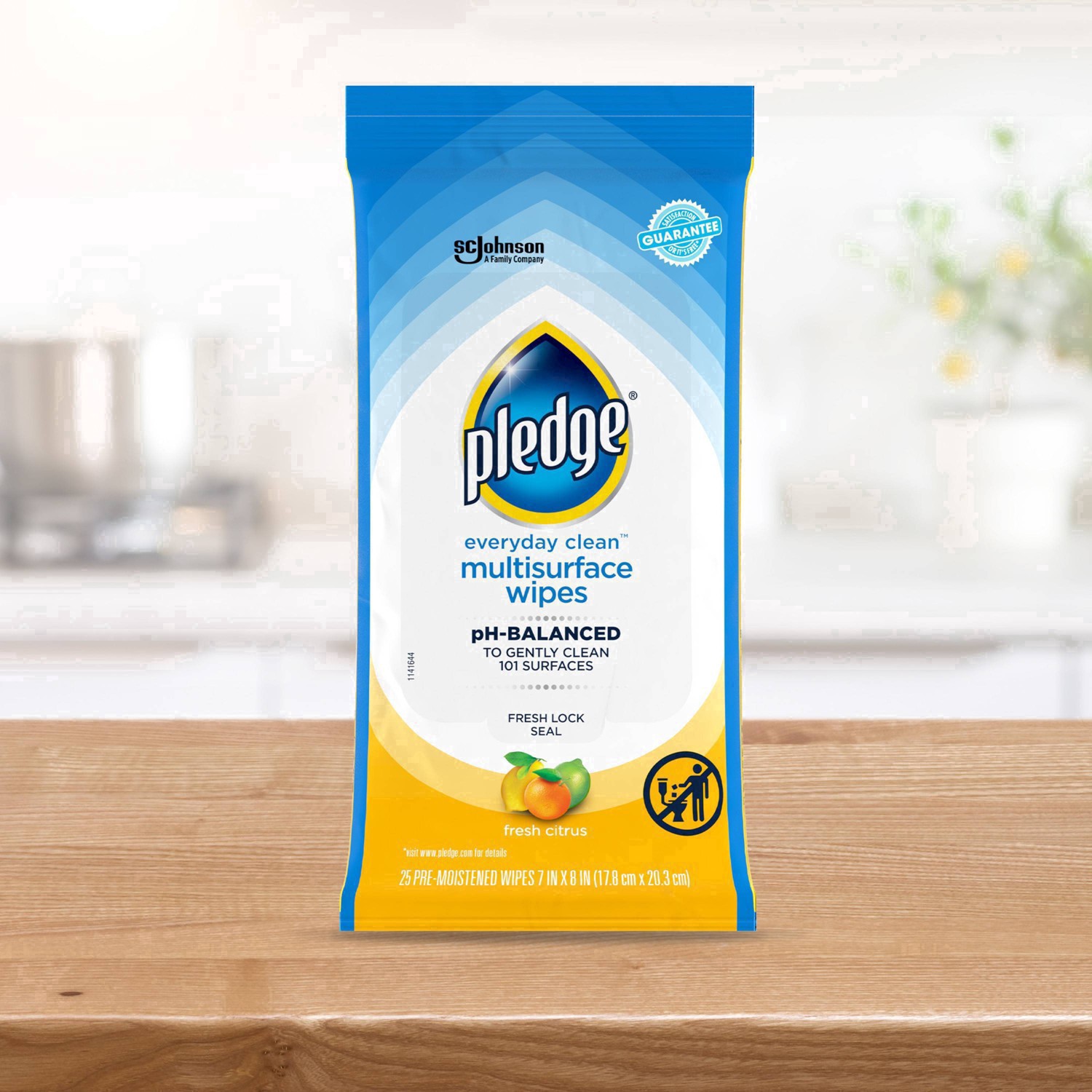 slide 101 of 101, Pledge Multisurface Cleaning Wipes, pH Balanced, Fresh Citrus, 25 Count, 25 ct