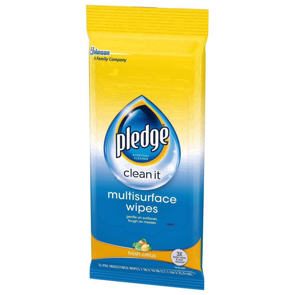 slide 13 of 101, Pledge Multisurface Cleaning Wipes, pH Balanced, Fresh Citrus, 25 Count, 25 ct