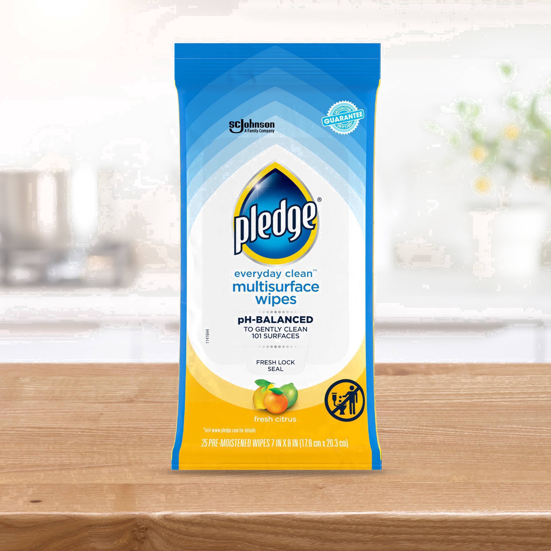 slide 60 of 101, Pledge Multisurface Cleaning Wipes, pH Balanced, Fresh Citrus, 25 Count, 25 ct