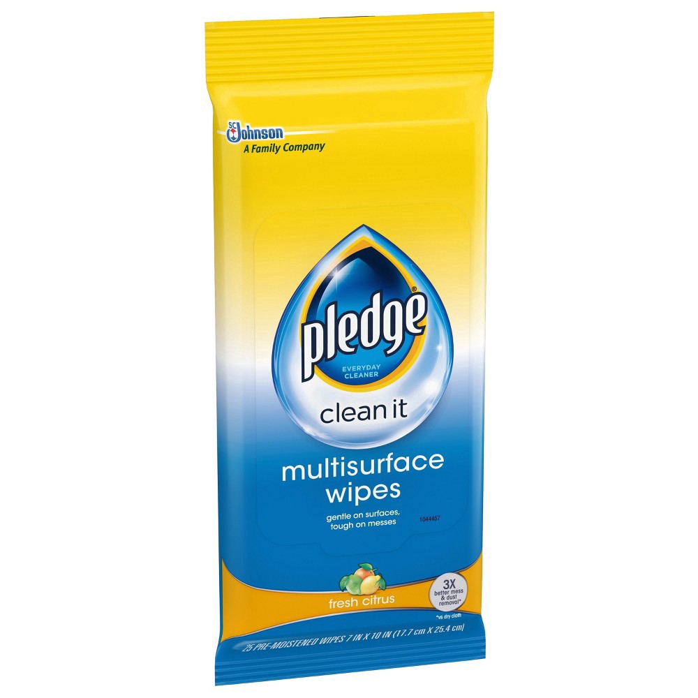 slide 95 of 101, Pledge Multisurface Cleaning Wipes, pH Balanced, Fresh Citrus, 25 Count, 25 ct