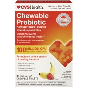 slide 1 of 1, Cvs Health Chewable Probiotic Tablets, Natural Strawberry Banana, 30 Ct, 30 ct