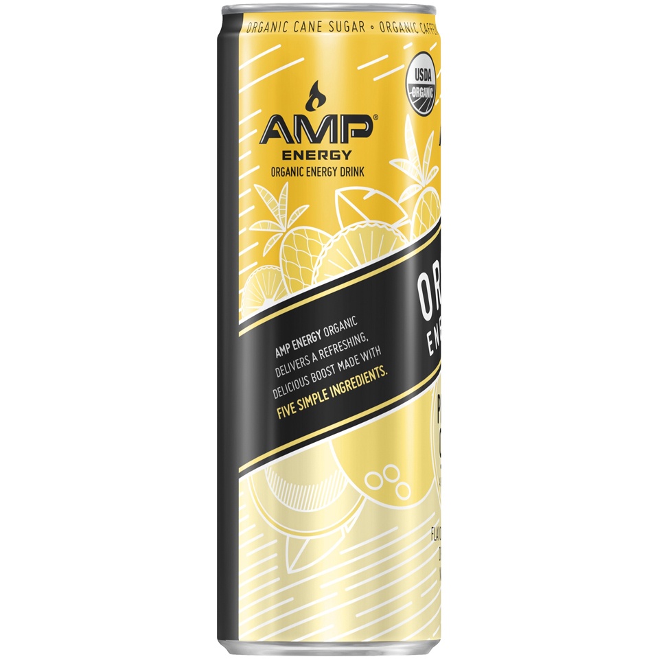 slide 2 of 4, AMP Organic Pineapple Coconut Energy Drink, 12 fl oz