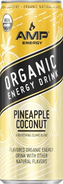 slide 1 of 4, AMP Organic Pineapple Coconut Energy Drink, 12 fl oz
