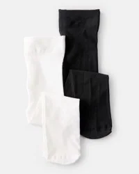 Carter's Baby Girl 2-Pack Tights - Black/White - 0-6 Months
