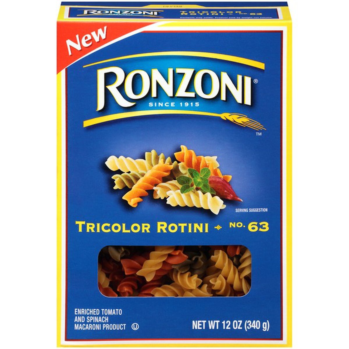 slide 1 of 1, Ronzoni Tricolor Rotini, 12 oz