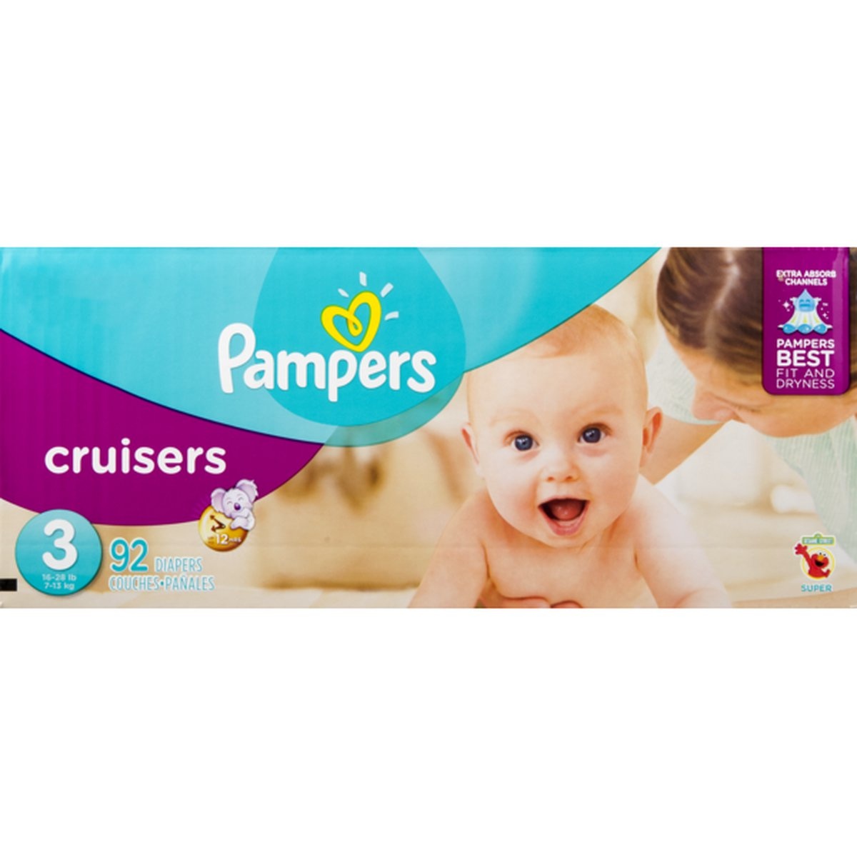 slide 1 of 1, Pampers Cruisers Box Size 3, 92 ct